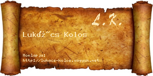 Lukács Kolos névjegykártya